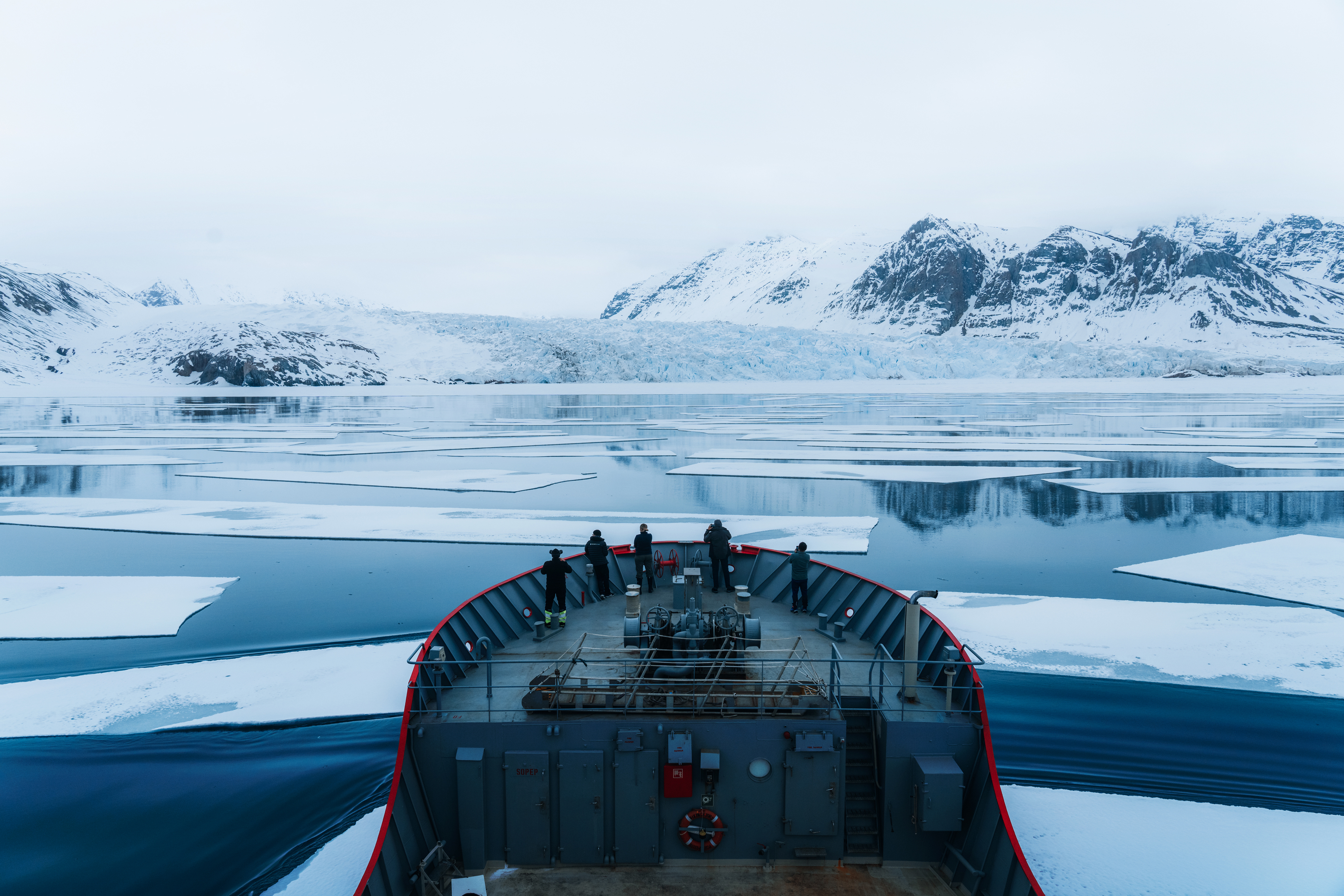 View of guests on the deck onboard Vikingfjord